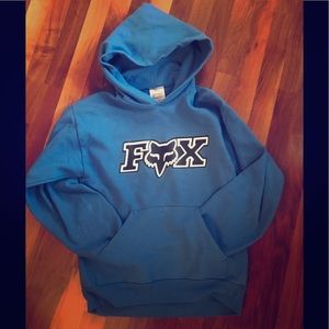 Blue hoodie with Fox printed on it